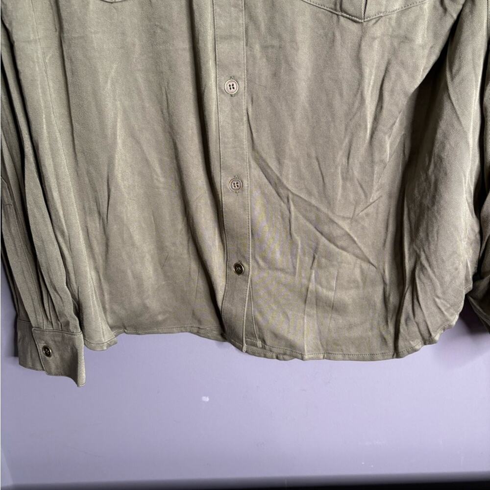 Ash & Ember Olive Green Long Sleeve Button Front Top With Pockets XL - Picture 5 of 8
